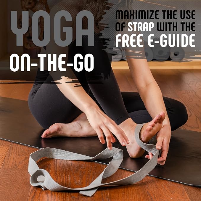 Gradient Fitness Yoga Strap, Friction-Less Easy-Feed Buckle, Super Soft Cotton/Polyester Blend Webbing, Free eGuide. (8 Feet)