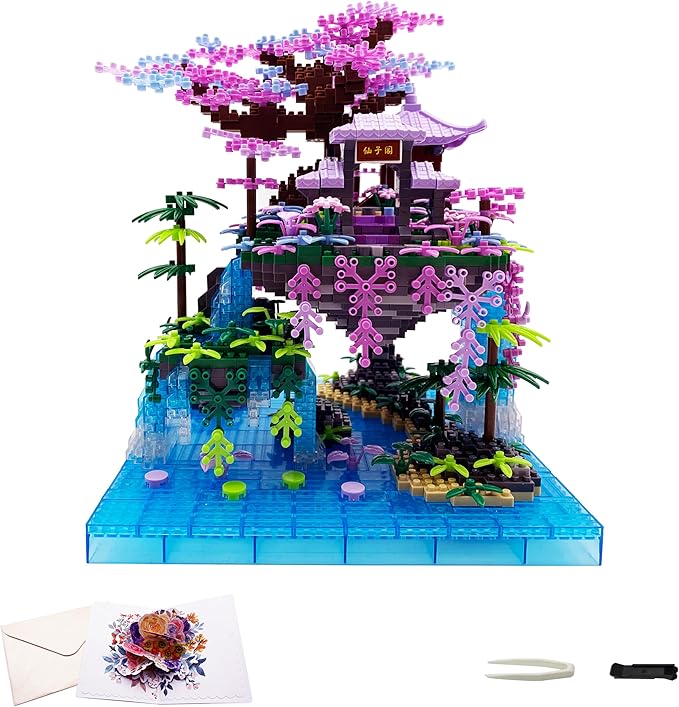 2588 PCS Cherry Blossom Bonsai Tree Building Block Sets for Adults Teens，Chinese Moon Palace Architecture Model，Micro Mini Japanese Sakura Tree House Building Kit，Creative Gift for Kids 14+