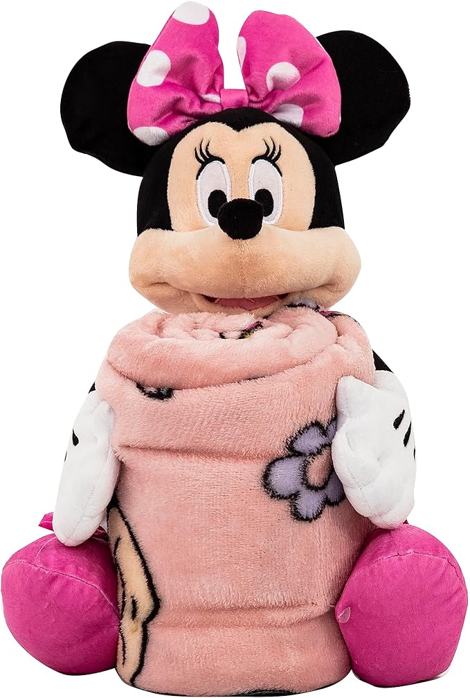 NORTHWEST Minnie Mouse Favorite Things Character Hugger Pillow & Silk Touch Throw Blanket Set, 40" x 50"