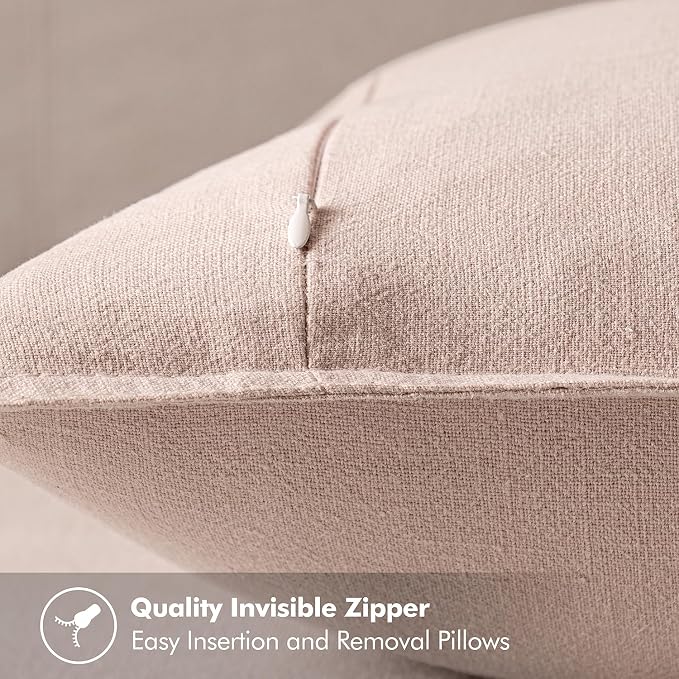 MIULEE Decorative Linen Pillow Covers 20x20 Inch Light Pink | Boho Farmhouse Neutral Couch Throw Pillows for Bed, Pack of 2 Accent Modern Pillowcases, Sofa Livingroom Home Decor