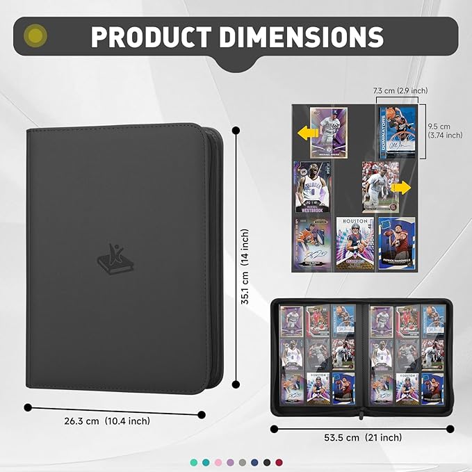 Trading Card Binder 9 Pocket, 360 Pockets Double-Sided Card Album, Premium PU Leather Zipper Card Holder for MTG, TCG, Sports & Game Cards, Must-Have for Collectors（Black）