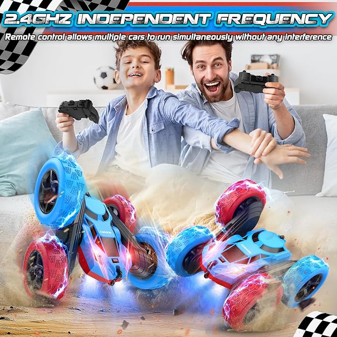 cosone Remote Control Car,RC Cars Toys for 6-12 Year Old Boys, Off Road RC Stunt Car 4WD 360° Rotating Remote Control Cars for Kids, Boys Girls Gifts for Birthday Gift