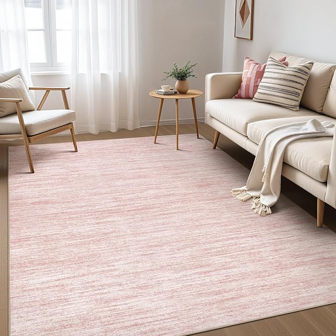 Nakagishi Boho 5x8 Area Rug Living Room Rugs Machine Washable Pink | Soft, Pet & Kid Friendly, Carpet for Living Room/Bedroom/Office/Kitchen/Nursery, Daily Home Decor Stain Resistant Moroccan