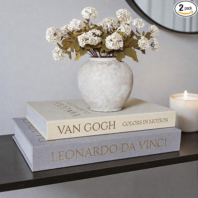 MAOBUYOU Decorative Linen Book Set of 2, Faux Book Storage Box, Coffee Table and Bookshelf Decor