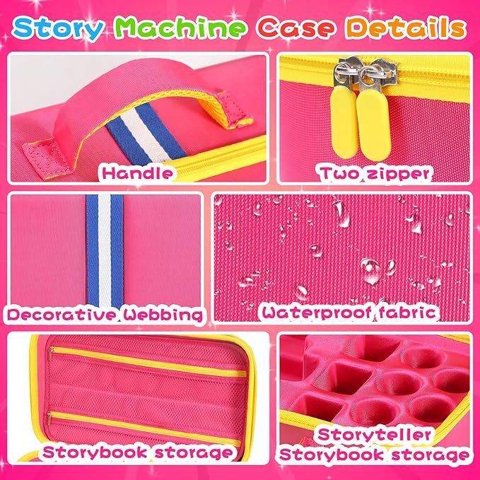 Hard Carrying Case Fits for Little Tikes Story Dream Machine Books Starter Set, Large Protective Travel Container Case for Storytime Audio Play Real for Littles Character Collection, Pink (Box Only)