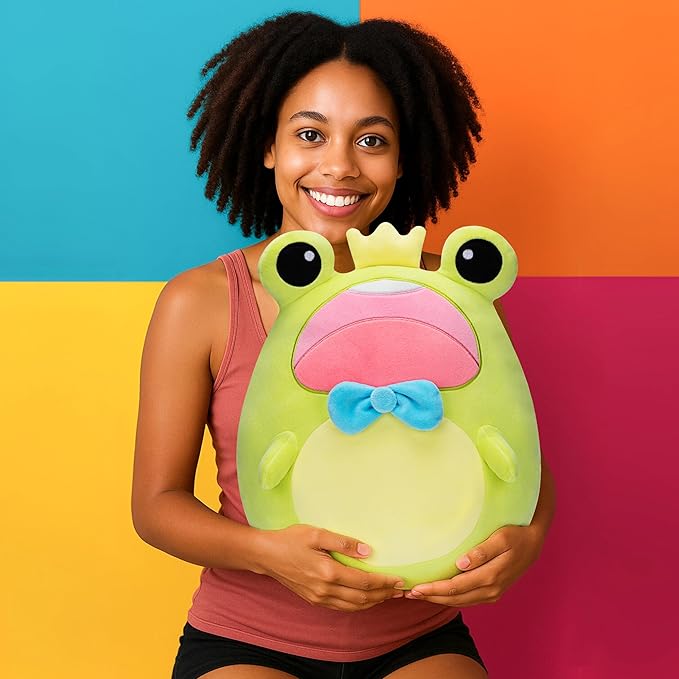 Original 13.5-inch Large Frog Plush Pillow Stuffed Animal Toy,Big Size Cute Soft Toys Fat Kawaii Pillows Cuddle Plushie,Gift for Kids Girls Children