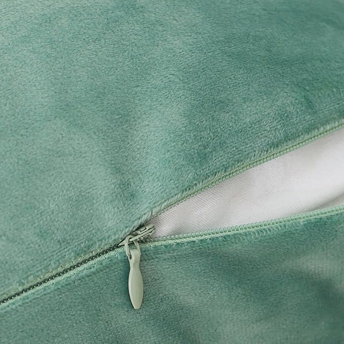 Velvet Sage Green Throw Pillow Covers 22”x22”Pack of 2 Soft Decorative | Square Cushion Covers for Couch Sofa Bed Livingroom Car Home Decor,55x55Cm