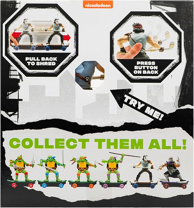 Teenage Mutant Ninja Turtles Toy, Casey Jones Sewer Shredder Pullback Skateboard, Classic Edition for Kids, 5-Inch TMNT Collectible, Ages 3+