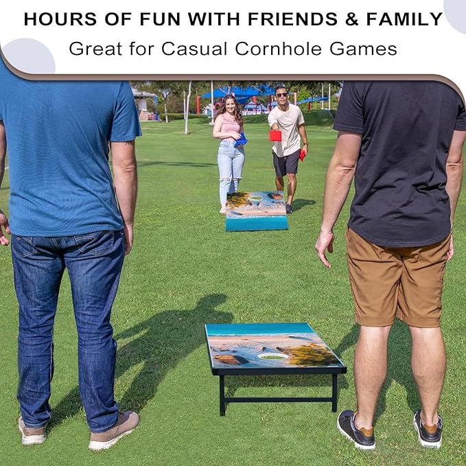 LED Cornhole Set, 3 x 2ft / 4 x2 ft Cornhole Board Game Set, Corn Hole Outdoor Game, Multi-Design with Light-Up Border, 8 Bean Bags, Carrying Case for Backyard, Beach, Lawn