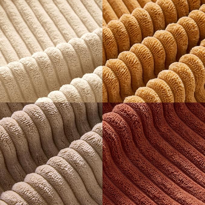 MIULEE Fall Corduroy Decorative Throw Pillow Covers Terracotta 18x18 | Set of 4, Organic Earthy Decor, Mogao Mural Inspired Palette, Boho Farmhouse Cushion Covers for Couch Bed Sofa Living Room