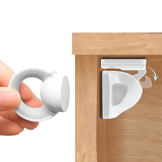 Booboo Baby Magnetic Child Safety Cupboard Locks for Children x4 Locks + x1 Key, Baby Proofing for Kitchen, Cabinets and Drawers, 30 Second Install No Drilling 3M Adhesive (4 Pack)