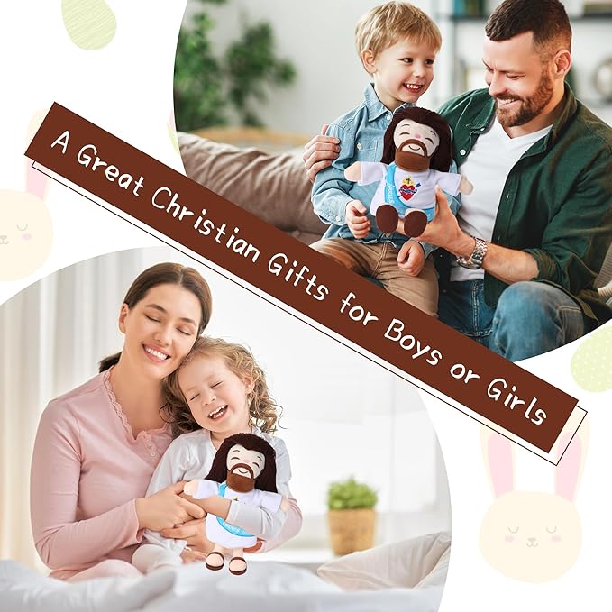 Jesus Plush Doll, Stuffed Jesus Plushie with Jesus Loves Me, Christian Easter Gifts for Kids - 10 Inch Religious Christian Toy Easter & Christening Birthday Gift for Boys and Girls