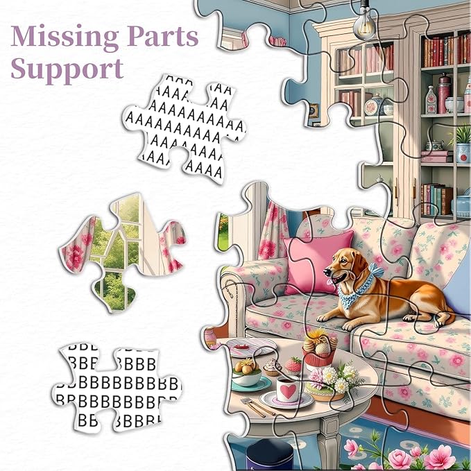Living Room Puzzle 1000 Pieces for Adults, Flower Dog Jigsaw Puzzle, Challenging Floral Room Puzzle as Wall Decor