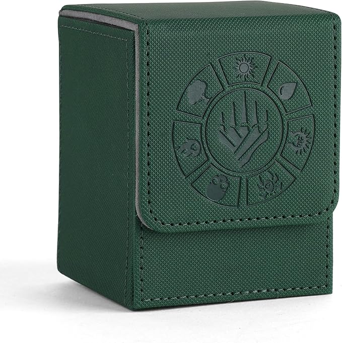 Arkeiliy Card Deck Box, 110+ Storage MTG Deck Box with 50 Pcs Card Sleeve, Collectible Trading Card Cases for Magic Commander and More (Green)
