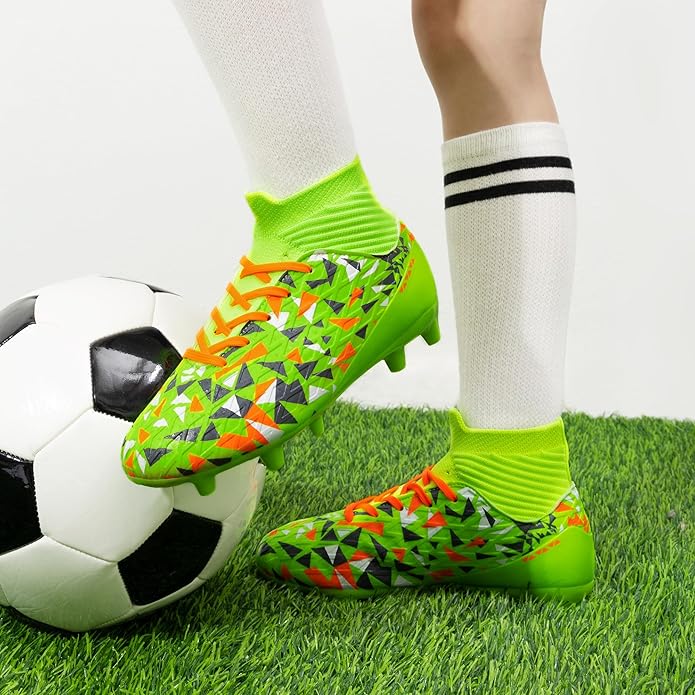 DREAM PAIRS Boys Football Cleats Youth High Top Firm Ground Soccer Shoes for Little/Big Kids