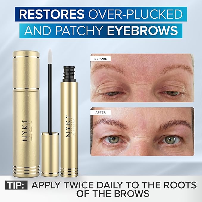NYK1 CONCENTRATED Eyebrow Growth Serum For Thicker Brows (XL - 8ml) BrowForce Eyebrow Serum To Grow Brows Fuller Thicker Natural Eye Brow - Advanced Brow Growth Serums Formula For Eyebrows Regrowth