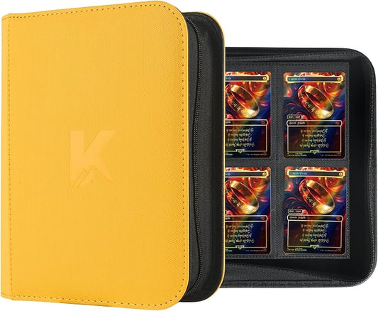 336 Card Binder, 4-Pocket Zipper Binder for Trading Cards, Side Loading Water-Resistant Album for MTG, TCG & Sports Cards (Yellow)