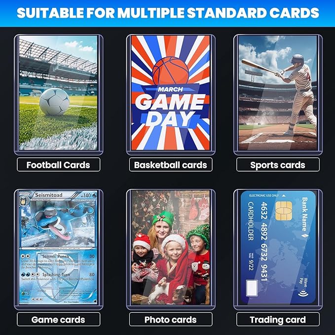 2000 Card Sleeves Top Loaders for Cards, 3" x 4" Hard Plastic Toploaders, Baseball Card Protectors, Trading Card Holder for Football Sports Cards (1000 Toploaders + 1000 Penny Sleeves)