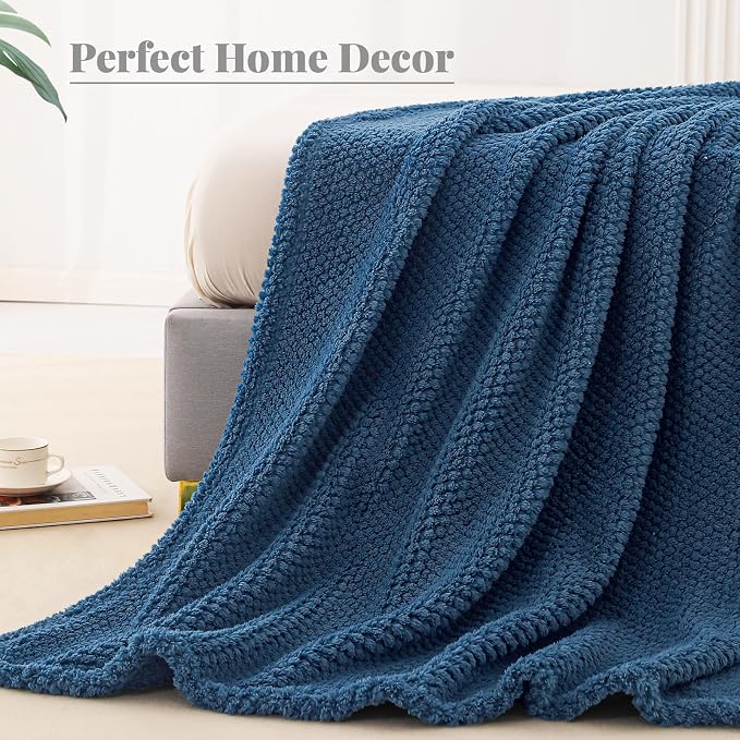 Whale Flotilla Soft Fleece Queen Size Bed Blanket, Navy Blue | 90x90 Inch, Suitable for Bed, Fluffy Fuzzy Jacquard Blankets for All Season, Lightweight and Cozy