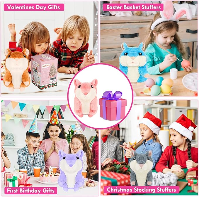 Stocking Stuffers for Teen Boys Talking Hamster Plush Toy,Baby Unique Mini Christmas Best Gifts,Kids 2025 Top Purple Toys for Ages 8-13 Girls Only Cheap,Sensory Toys for Children with Autism