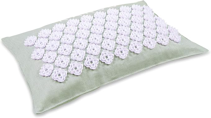 Kanjo Aroma Mint Acupressure Pillow - 100% Cotton Linen with Natural Cork Filling - Aromatherapy Pillow for Back Pain and Neck Pain Relief