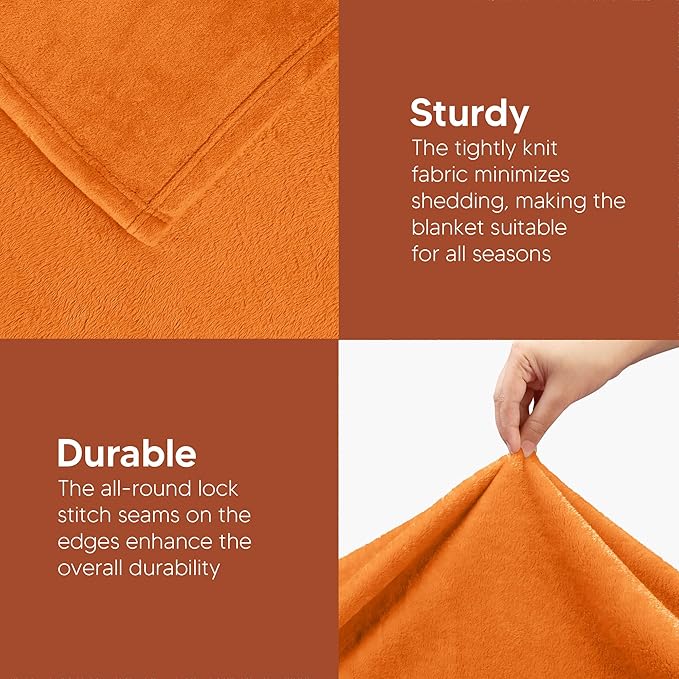 Utopia Bedding Soft Fleece Bed Blanket Throw Size Burnt Orange (50x60 Inch) | Microfiber Plush Warm Lightweight Breathable Cozy Blanket Anti-Static, All Season Use, Gift for Women and Men