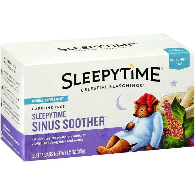 Celestial Seasonings Sleepytime Tea - Wellness Sinus Soother, Caffeine Free - 20 Tea Bags Box, (Pack of 2)