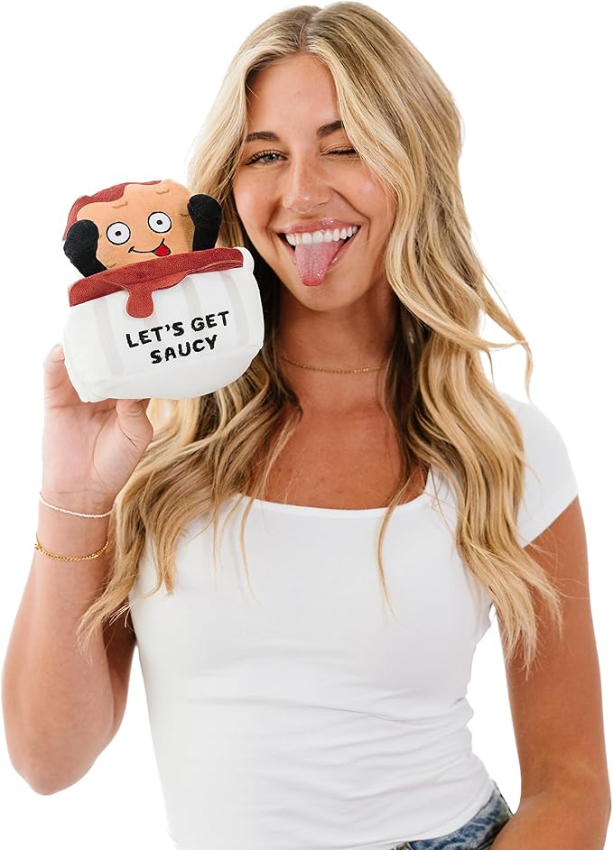 Chicken Nugget Plushie - Let's Get Saucy Chicken Nugget Plush, Food Plush Toy for Gifting, Emotional Support Chicken Nuggets