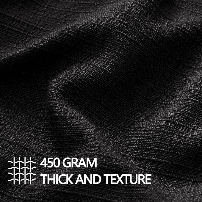 MIULEE Thick Textured Euro Sham Throw Pillow Covers 26x26 Inch Black | Set of 2, Decorative Linen Blend Pillow Cover, Flange Edge Design, Farmhouse Modern Boho Style, Bed Couch Living Room Decor