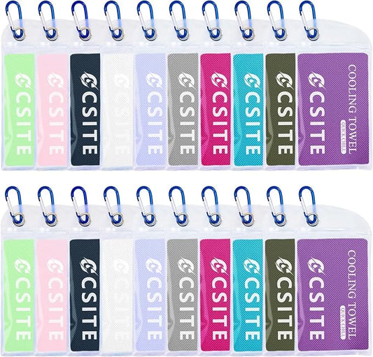 CSITE 20 Pack (47"x12") Cooling Towels for Neck and Face Bulk, Ice Towel for Hot Weather, Soft Breathable Chilly Gym Towels, Microfiber Towel for Work Out, Yoga, Running, Camping & More Activities