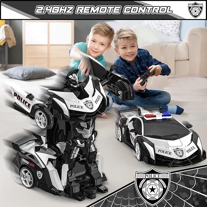 BLUEJAY Transform Rc Cars for Boys 4-7 8-12, 2.4Ghz Remote Control Car 1:18 Scale Transforming Robot, One-Button Deformation 360° Rotation Car Toy Gifts for Boys 3-5