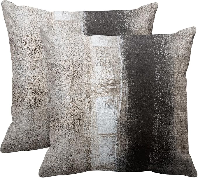 Emvency Throw Pillow Covers Set of 2, 18 x 18 Inch, Abstract Retro | Painting Beige Outdoor Decorative Square Pillow Cases Couch Cushion Case for Couch Bed Sofa Living Room Home Decor
