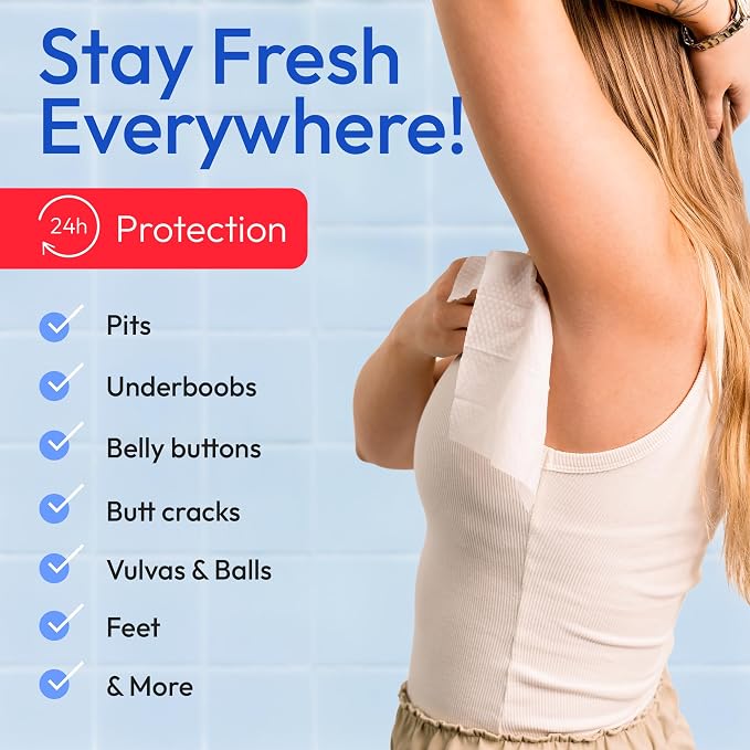 FOMIN Acidified Travel Deodorant Wipes For Women & Men - 50 Count - Fragrance Free - pH Balanced, Mini Deodorant Travel Size Wipe - Plastic-Free, Individually Wrapped Underarm Body Wipes