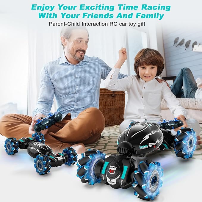 RC Cars, Gesture Sensing Stunt Car Toys for Boys Girls 6-12 Year Old, 2.4Ghz 4WD Hand Remote Control Toy 360° Rotate Transform Off-Road Drift with Lights Music, Birthday Xmas Gifts for Kids