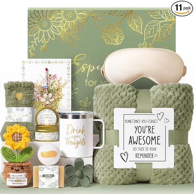 Birthday Gifts for Women Get Well Soon Spa Gift Baskets Self Care Package | Thinking of You After Surgery Thank You Gifts Set, Relaxation Christmas Sunflower Gifts for Women Mom Best Friend Sister Wife