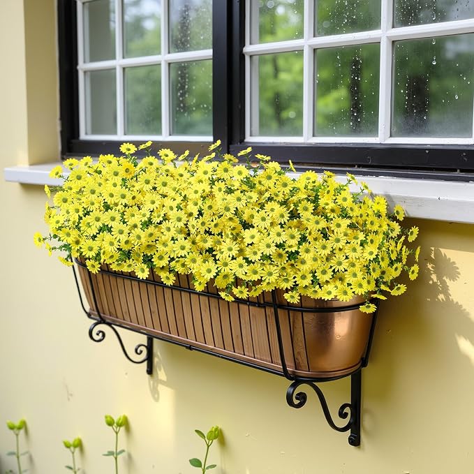 Alupssuc 40 Bundles Artificial Daisies Flowers Fake Silk Plant for Indoor Outdoor Decor, UV Resistant No Fade Faux Spring Flowers for Garden, Porch & Patio Decoration,Yellow