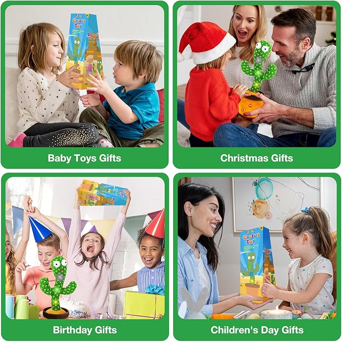 Ayeboovi Dancing Baby Toys 6-12 Months, Interactive Talking Cactus Toy Repeating Records What You Say, Volume Adjustable Singing Cactus Toddler Toys with 120 Songs, 12-18 Months Baby Boys Girls Gifts