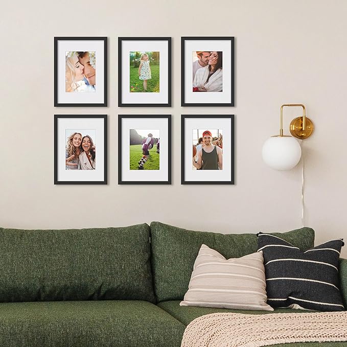 upsimples 9x12 Picture Frame, Display Pictures 6x8 with Mat or 9 x 12 Without, Wall Hanging Photo Frames, Black, 1 Pack