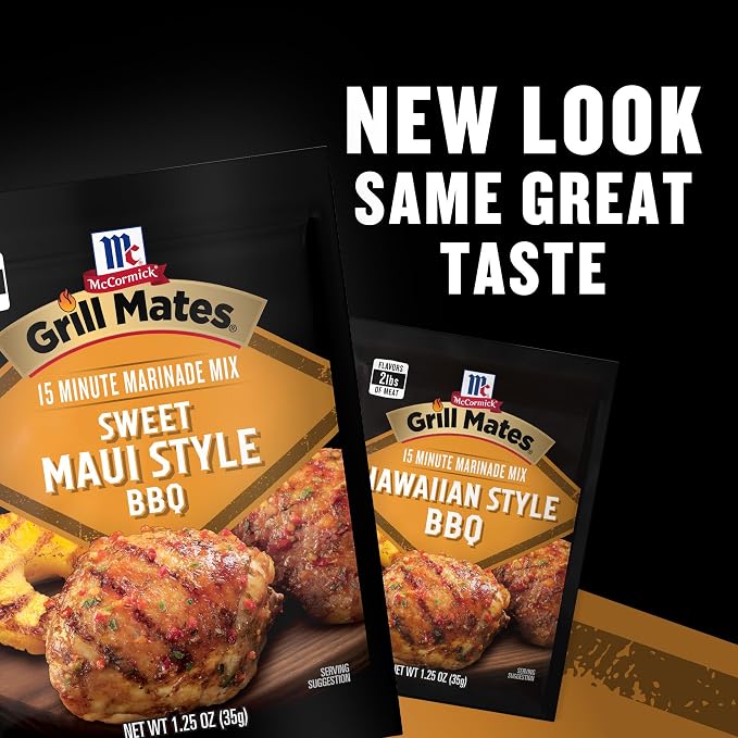 McCormick Grill Mates Marinade Mix, Hawaiian Style BBQ, Tropical Hawaiian-Inspired, 15 Minute Marinade for Chicken, Pork, and Seafood, 1.25 oz (Pack of 12)