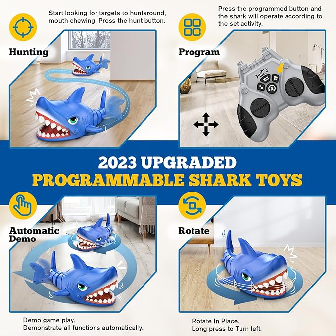 Remote Control Shark Toy for Kids 3+ - Rechargeable RC Shark Robot with Realistic Biting Action, Interactive Gifts for Boys Ages 3-12, Stocking Stuffers, Birthday Gifts