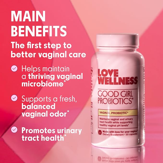 Love Wellness Good Girl Probiotics | Women’s Vaginal Health & pH Balance Supplement | 9-Strain Probiotic for Urinary Tract, Yeast, Odor & Immune Support | Gluten-Free (60-Day Supply)