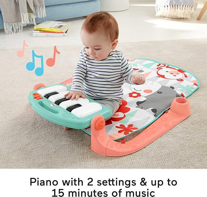 Fisher-Price Baby Playmat Kick & Play Piano Gym with Musical and Sensory Toys for Newborn to Toddler, GDL83