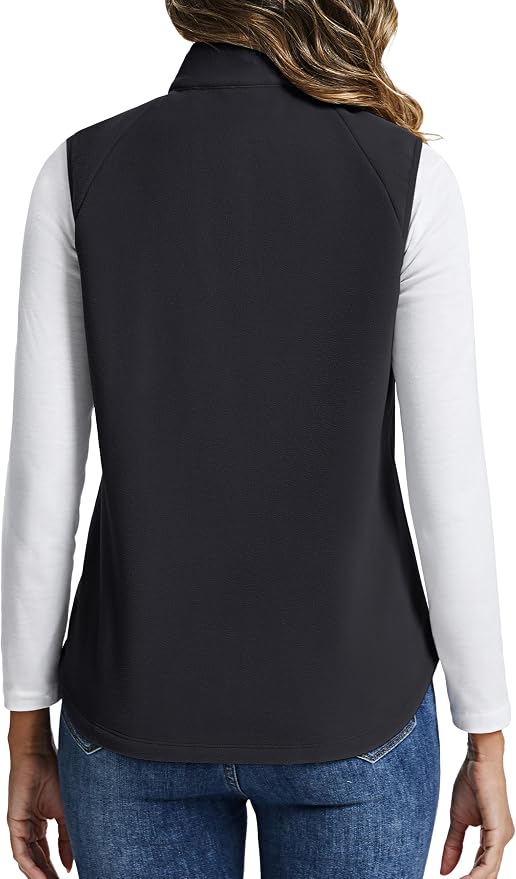 TACVASEN Women Polar Fleece Zip Up Vest with Pockets Lightweight Outerwear | Warm Thermal Sleeveless Jacket Suitable for Hiking Camping Travelling in Cool Autumn and Winter Weather