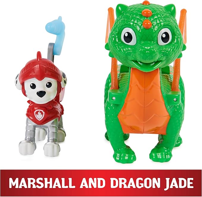 Paw Patrol, Rescue Knights Marshall and Dragon Jade Action Figures Set, Kids Toys for Ages 3 and up