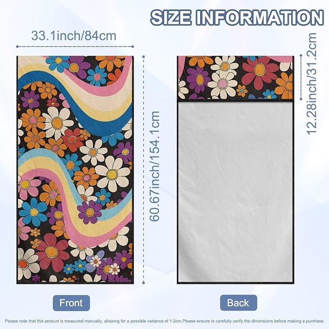 INSTANTARTS Retro Flower Power Car Seat Towel Covers Yoga Towel Car Seat Cover Portable