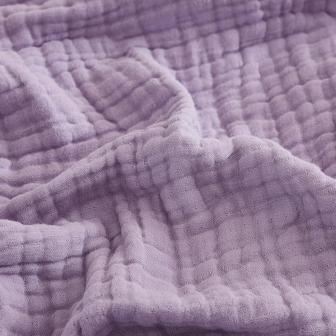 EMME Muslin Blankets for Adults Throw Blanket for Couch Breathable Gauze Soft Lightweight Airy Lavender King 108" x 90"