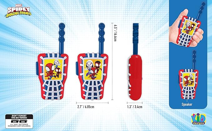 eKids Spidey and His Amazing Friends Walkie Talkies for Kids, Static Free and Extended Range, Indoor and Outdoor Toys (Spidey)