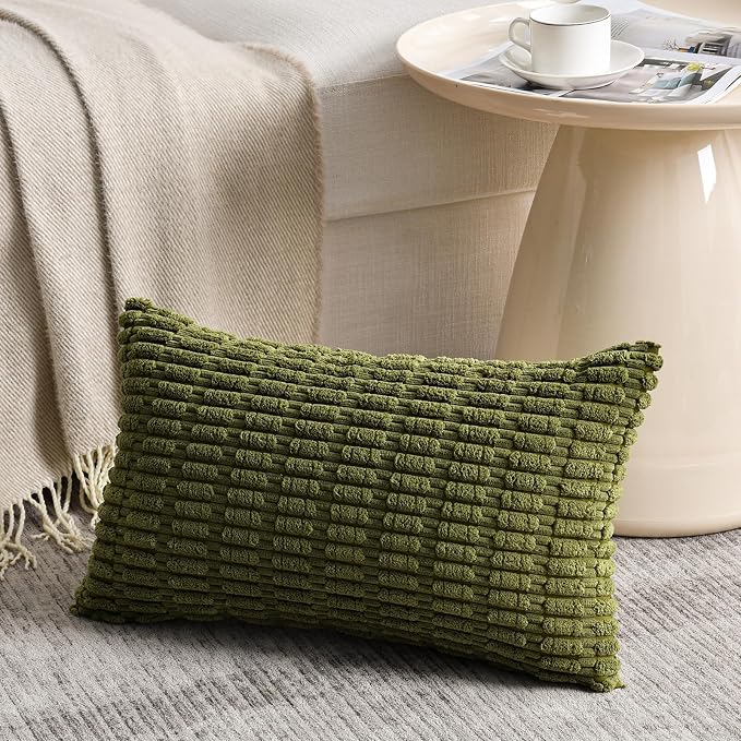 Fancy Homi 4 Packs Decorative Throw Pillow Covers for Living Room Couch Bed, Modern Farmhouse Boho Home Décor Accent Cushion Case, 24" x 12", Moss Green