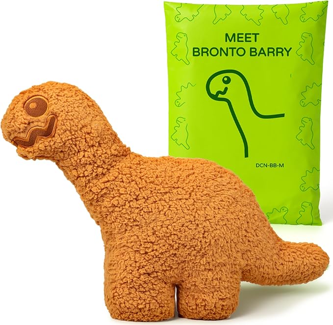 Large Dino Nugget Pillow, Premium Chicken Nugget Dinosaur Stuffed Animal Plush – Ultra Soft 16 inch Fun Dinosaur Toys Throw Pillows for Kids, Boys & Girls (Bronto Barry)