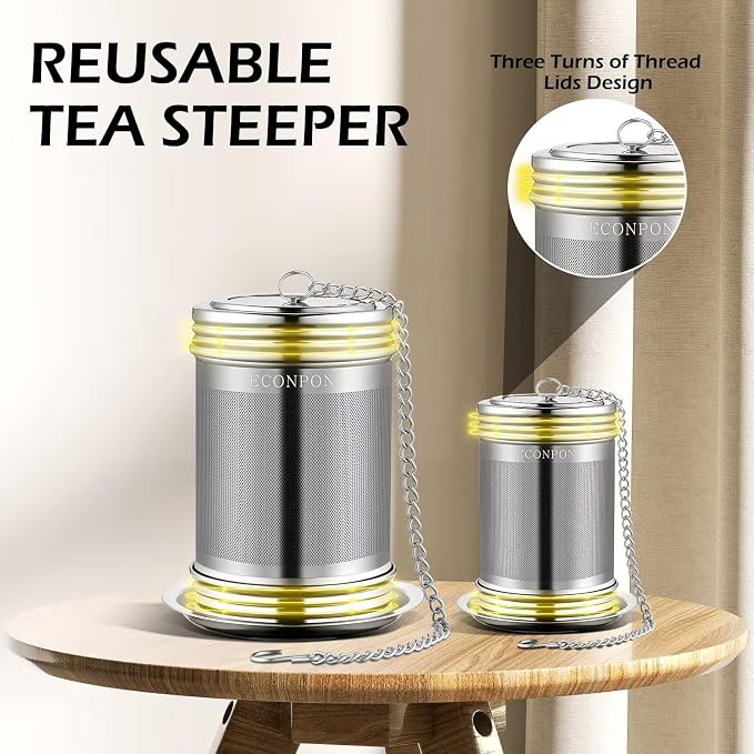 2 Pack Reusable Tea Steeper Extra Fine Mesh Tea Infuser Stainless Steel Tea Strainer for Loose Leaf Tea